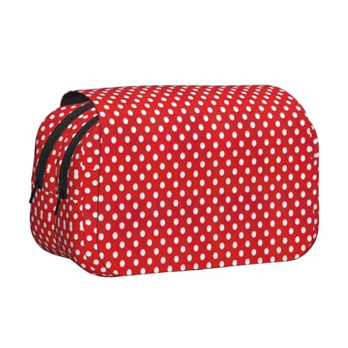 axzttupy Federmäppchen mit rotem und weißem Punktemuster, für Reisen, Bürobedarf, praktischer Make-up-Organizer von axzttupy