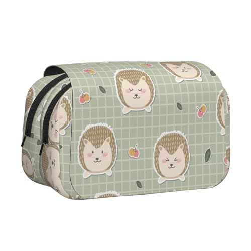 axzttupy Federmäppchen mit vielen Igel-Aufdruck, stilvolles Federmäppchen, Reise- und Bürobedarf, praktischer Make-up-Organizer von axzttupy