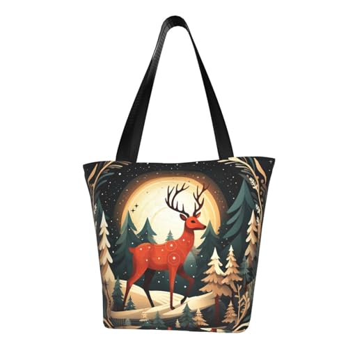 axzttupy Frohe Weihnachten Hirsch Druck vielseitige Verwendung Tasche Sommer Crossbody Handtasche Reise Strand Einkaufen Stilvolles Accessoire von axzttupy