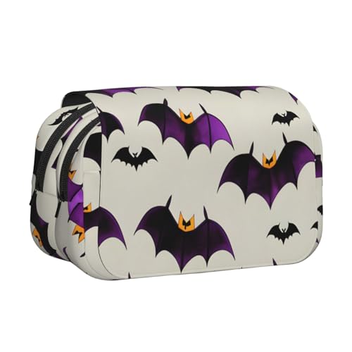 axzttupy Halloween Flying Purple Fledermäuse Druck Stilvolle Bleistifttasche Reise Bürobedarf Praktischer Make-up Schreibwaren Organizer von axzttupy