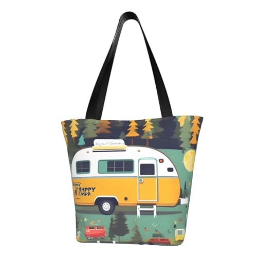 axzttupy Happy Bus Camper Print Vielseitige Verwendung Tasche Sommer Crossbody Handtasche Reise Strand Einkaufen Stilvolles Accessoire von axzttupy