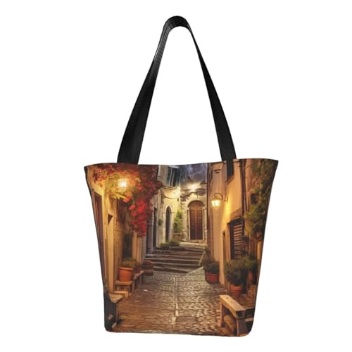 axzttupy Italienische Old Street 1 Print Vielseitige Verwendungstasche Sommer Crossbody Handtasche Reise Strand Einkaufen Stilvolles Accessoire von axzttupy