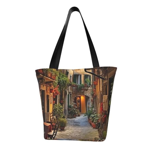 axzttupy Italienische Old Street 2 bedruckte vielseitige Verwendungstasche Sommer Crossbody Handtasche Reise Strand Einkaufen stilvolles Accessoire von axzttupy
