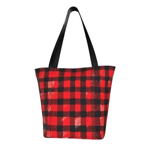 axzttupy Kariert rot und schwarz 1 Druck vielseitige Verwendung Tasche Sommer Crossbody Handtasche Reise Strand Einkaufen stilvolles Accessoire von axzttupy