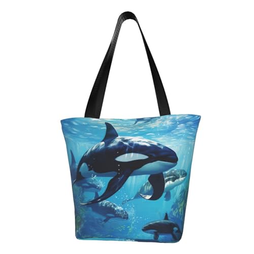 axzttupy Killer Whales Swim Along 1 Print Vielseitig verwendbare Tasche Sommer Crossbody Handtasche Reise Strand Einkaufen Stilvolles Accessoire von axzttupy