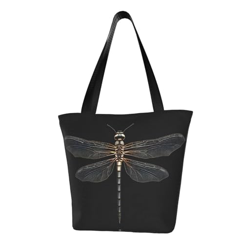 axzttupy Libelle schwarz bedruckt vielseitig einsetzbar Sommer Crossbody Handtasche Reise Strand Einkaufen stilvolles Accessoire von axzttupy