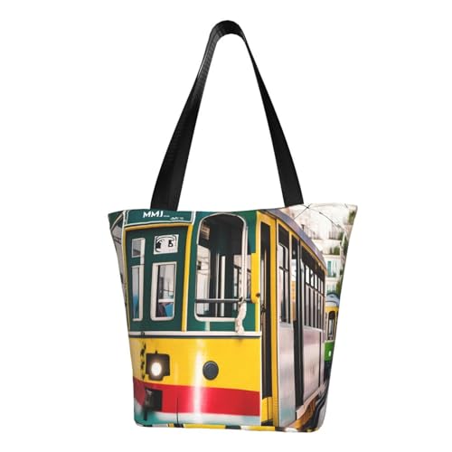 axzttupy Lisbon Tram Print Vielseitige Verwendungstasche Sommer Crossbody Handtasche Reise Strand Einkaufen Stilvolles Accessoire von axzttupy