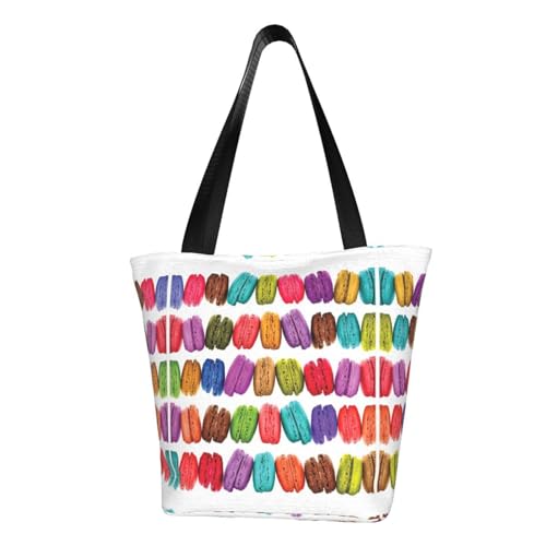 axzttupy Macaron Biscuit Flavored Pastries Print Versatile Use Bag Summer Crossbody Handbag Travel Beach Shopping Stylish Accessory von axzttupy