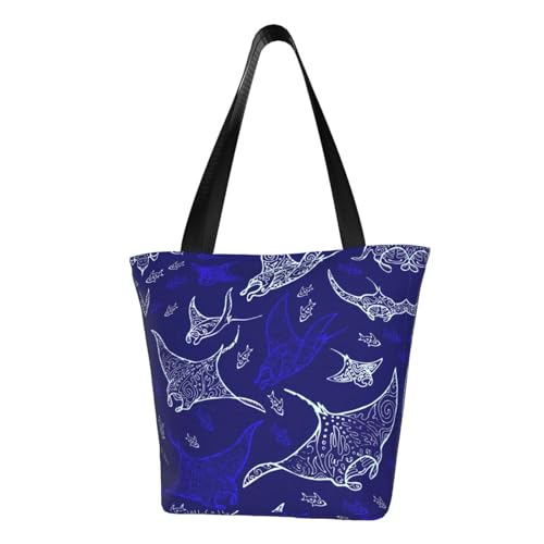 axzttupy Manta Ray and Fish Print Versatile Use Bag Summer Crossbody Handbag Travel Beach Shopping Stylish Accessory von axzttupy