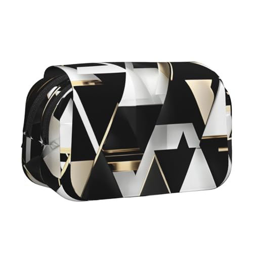 axzttupy Modisches, modernes Federmäppchen mit Dreiecksdruck, modernes Design, für Reisen, Bürobedarf, praktischer Make-up-Organizer von axzttupy