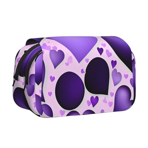 axzttupy Modisches Federmäppchen mit Herz-Aufdruck, stilvolles Federmäppchen, Reise- und Bürobedarf, praktischer Make-up-Organizer von axzttupy