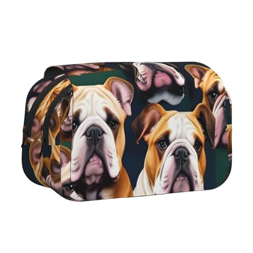 axzttupy Niedliches Federmäppchen mit englischer Bulldogge, stilvolles Federmäppchen, Reise- und Bürobedarf, praktischer Make-up-Organizer von axzttupy