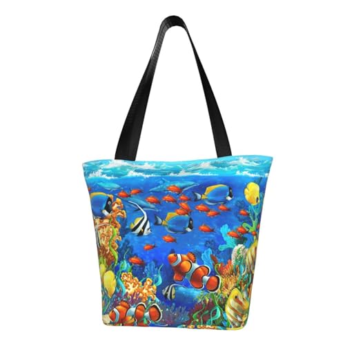 axzttupy Ocean Tropical Fish Coral Undersea World Print Vielseitige Verwendung Tasche Sommer Crossbody Handtasche Reise Strand Einkaufen Stilvolles Accessoire von axzttupy