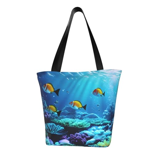 axzttupy Ruhige Unterwasserlandschaft Druck vielseitige Verwendungstasche Sommer Crossbody Handtasche Reise Strand Einkaufen Stilvolles Accessoire von axzttupy