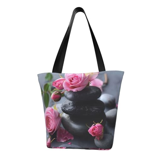 axzttupy Spa Stone And Rose Flowers 3 Print Versatile Use Bag Summer Crossbody Handbag Travel Beach Shopping Stylish Accessory von axzttupy