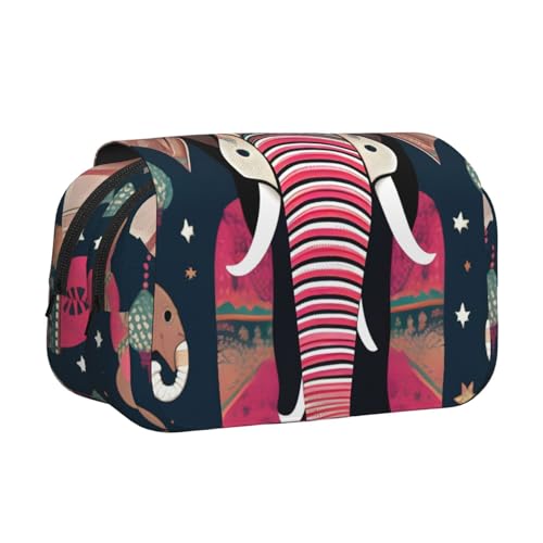 axzttupy Stilvoller Bleistiftbeutel mit Bohemian-Elefanten-Muster, für Reisen, Bürobedarf, praktischer Make-up-Organizer von axzttupy