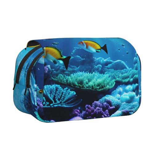 axzttupy Stilvoller Unterwasser-Landschaftendruck, stilvolles Federmäppchen, Reise- und Bürobedarf, praktischer Make-up-Organizer von axzttupy