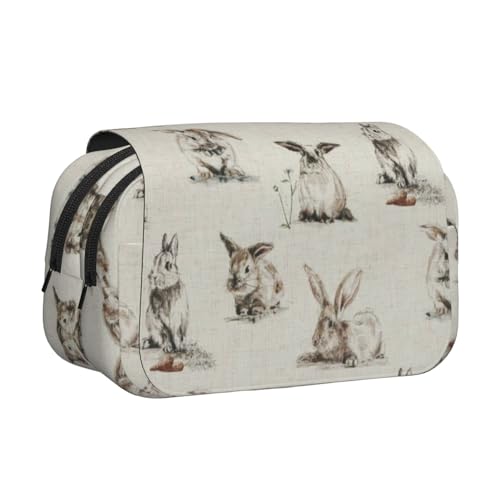axzttupy Stilvolles Federmäppchen mit Kaninchen-Hintergrund, Reise- und Bürobedarf, praktischer Make-up-Organizer von axzttupy