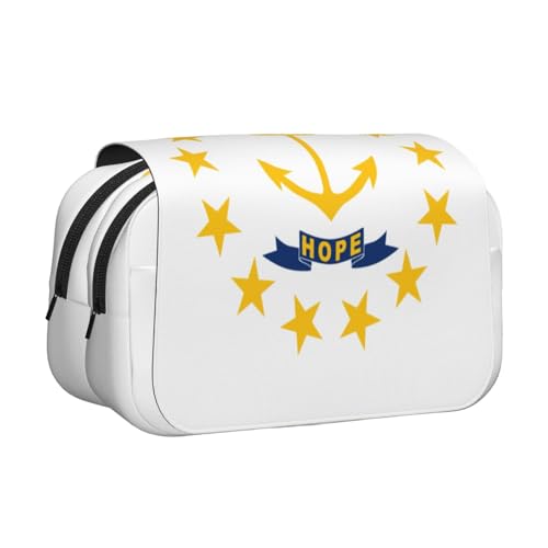 axzttupy Stilvolles Federmäppchen mit Rhode Island-Staatsflagge, Reise- und Bürobedarf, praktischer Make-up-Organizer von axzttupy