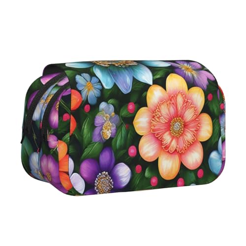 axzttupy Stylisches Federmäppchen mit Blumen-Diamant-Gemälden, für Reisen, Bürobedarf, praktischer Make-up-Organizer von axzttupy