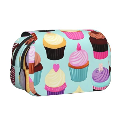 axzttupy Stylisches Federmäppchen mit Cupcake-Motiv, für Reisen, Bürobedarf, praktischer Make-up-Organizer von axzttupy