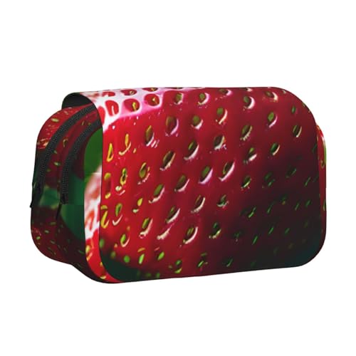 axzttupy Stylisches Federmäppchen mit Erdbeermotiv, für Reisen, Bürobedarf, praktischer Make-up-Organizer von axzttupy