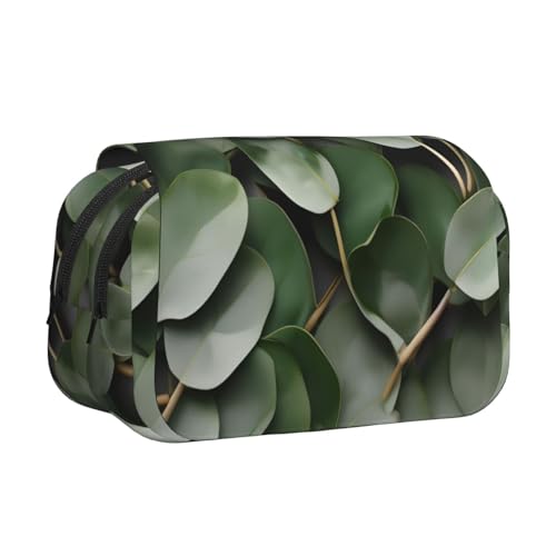 axzttupy Stylisches Federmäppchen mit Eukalyptusblättern, für Reisen, Bürobedarf, praktischer Make-up-Organizer von axzttupy