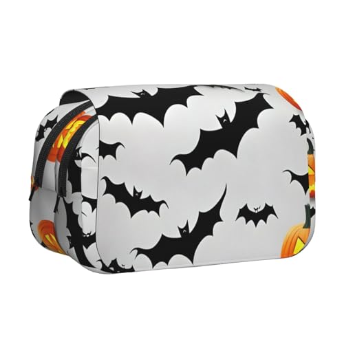 axzttupy Stylisches Federmäppchen mit Halloween-Motiv mit fliegenden Fledermäusen für Reisen, Bürobedarf, praktischer Make-up-Organizer von axzttupy