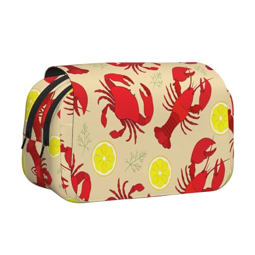 axzttupy Stylisches Federmäppchen mit Hummer- und Krabbenmuster, für Reisen, Bürobedarf, praktischer Make-up-Organizer von axzttupy