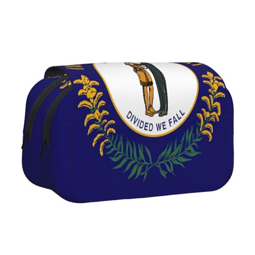 axzttupy Stylisches Federmäppchen mit Kentucky-Staatsflaggen-Druck, für Reisen, Bürobedarf, praktischer Make-up-Organizer von axzttupy