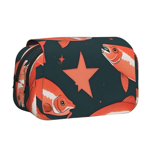 axzttupy Stylisches Federmäppchen mit Lachs-Aufdruck, für Reisen, Bürobedarf, praktischer Make-up-Organizer von axzttupy
