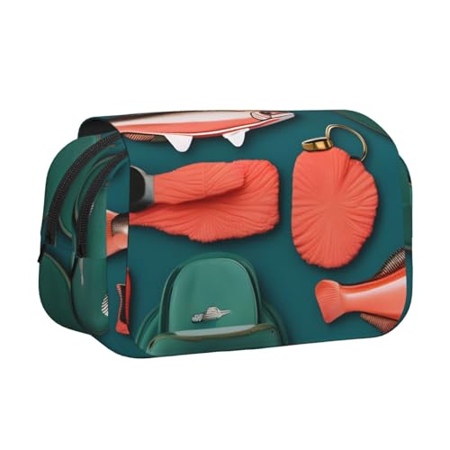 axzttupy Stylisches Federmäppchen mit Lachsmuster, für Reisen, Bürobedarf, praktischer Make-up-Organizer von axzttupy