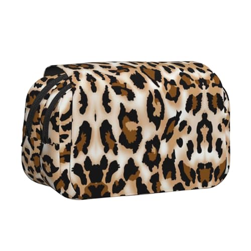 axzttupy Stylisches Federmäppchen mit Leopardenmuster für Reisen, Bürobedarf, praktischer Make-up-Organizer von axzttupy