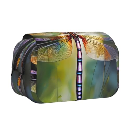 axzttupy Stylisches Federmäppchen mit Libellen-Motiv, für Reisen, Bürobedarf, praktischer Make-up-Organizer von axzttupy