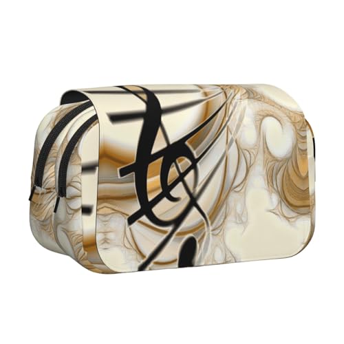 axzttupy Stylisches Federmäppchen mit Musiknoten-Aufdruck, Reise- und Bürobedarf, praktischer Make-up-Organizer von axzttupy