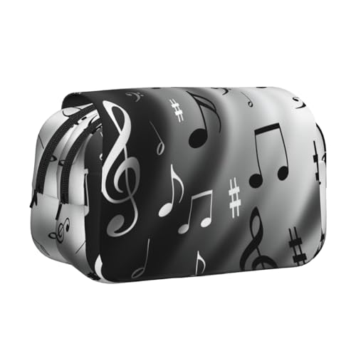 axzttupy Stylisches Federmäppchen mit Musiknoten-Aufdruck, für Reisen, Bürobedarf, praktischer Make-up-Organizer von axzttupy