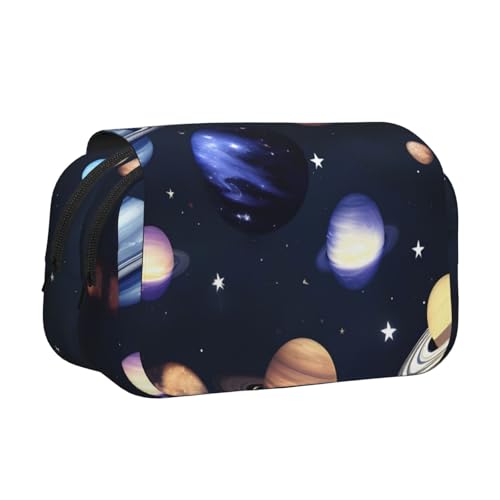 axzttupy Stylisches Federmäppchen mit Planeten, Sternen und Milchstraße, Galaxie-Druck, Reisen, Bürobedarf, praktischer Make-up-Organizer von axzttupy