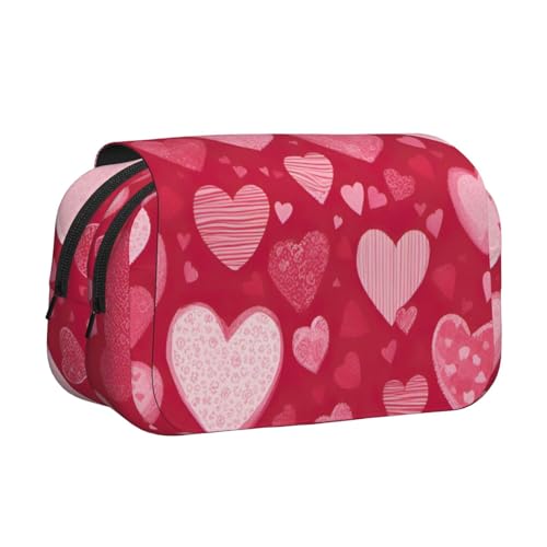 axzttupy Stylisches Federmäppchen mit Valentinstag-Aufdruck, Reise- und Bürobedarf, praktischer Make-up-Organizer von axzttupy
