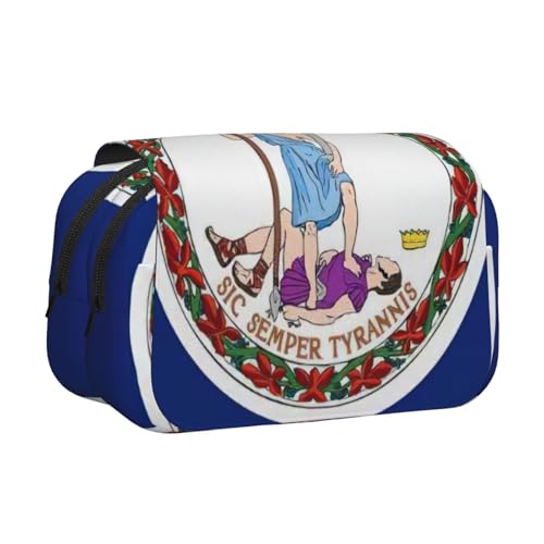 axzttupy Stylisches Federmäppchen mit Virginia-Staatsflagge, Reise- und Bürobedarf, praktischer Make-up-Organizer von axzttupy