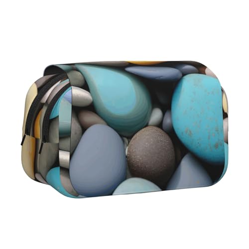 axzttupy Stylisches Federmäppchen mit farbigen Kieselsteinen, für Reisen, Bürobedarf, praktischer Make-up-Organizer von axzttupy