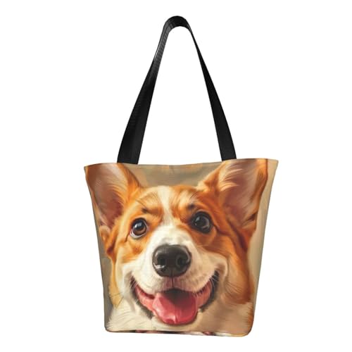 axzttupy Süße Corgi 1 (2) bedruckte vielseitige Verwendungstasche Sommer Crossbody Handtasche Reise Strand Einkaufen stilvolles Accessoire von axzttupy