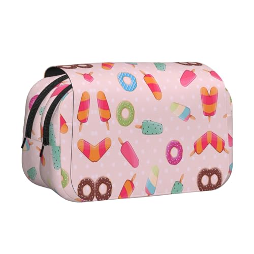 axzttupy Viele farbige Eiscreme-Drucke, stilvolles Federmäppchen, Reise- und Bürobedarf, praktischer Make-up-Organizer von axzttupy