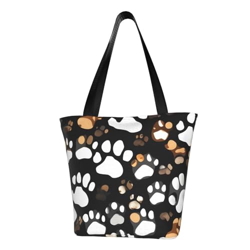 axzttupy Vielseitig verwendbare Tasche mit Hundepfotenabdruck; Sommer-Umhängetasche; Handtasche; Reise; Strand; Einkaufen; von axzttupy