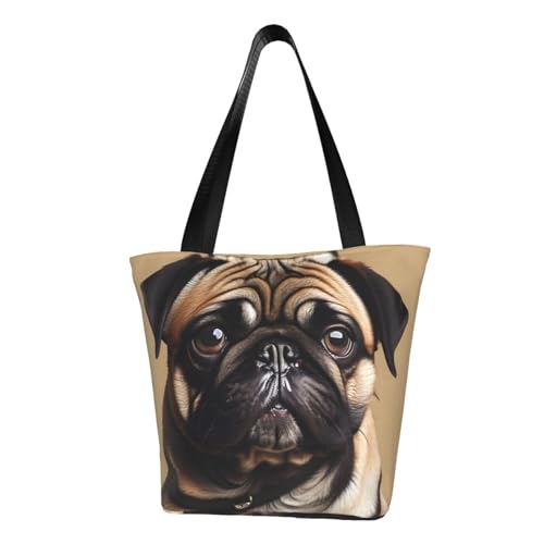 axzttupy Vielseitig verwendbare Tasche mit Mops-Motiv, für Sommer, Crossbody-Tasche, Reisen, Strand, Einkaufen, stilvolles Accessoire von axzttupy