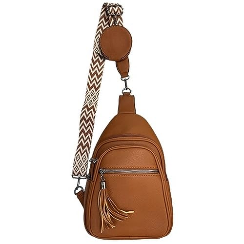 ayados Damen Crossbody Bag Bauchtasche Brusttasche Handtasche Schultergurt Cross body bag Tasche Schultertasche Rucksack Umhängetasche 617 (Braun) von ayados