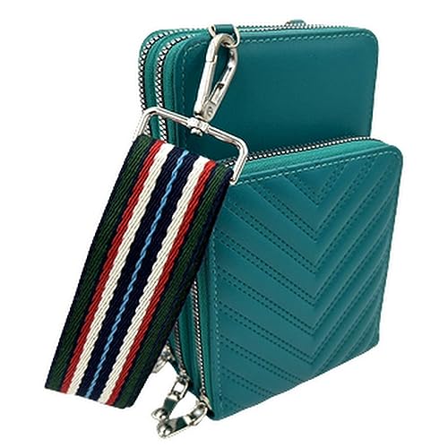 ayados Damen Crossbody Bag Bauchtasche Brusttasche Handytasche Handtasche Schultergurt Cross body bag Tasche Schultertasche Geldbörse Umhängetasche Y-8361 (Blau-Grün) von ayados