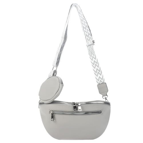 ayados Damen Crossbody Bag Bauchtasche Handtasche Schultergurt Cross body bag Tasche Schultertasche Umhängetasche 22268 (L-Grey 22268-1) von ayados