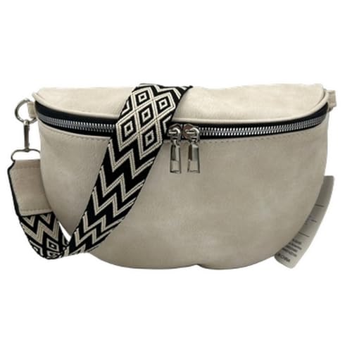 ayados Damen Crossbody Bag Bauchtasche Handtasche Schultergurt Cross body bag Tasche Schultertasche Umhängetasche 76232 (Hell-Beige) von ayados