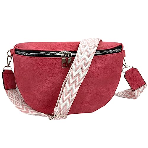 ayados Damen Crossbody Bag Bauchtasche Handtasche Schultergurt Cross body bag Tasche Schultertasche Umhängetasche 76232 (Pink) von ayados