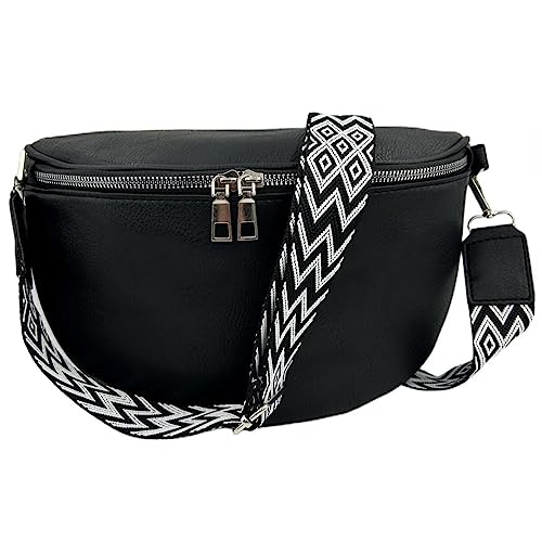 ayados Damen Crossbody Bag Bauchtasche Handtasche Schultergurt Cross body bag Tasche Schultertasche Umhängetasche 76232 (Schwarz) von ayados